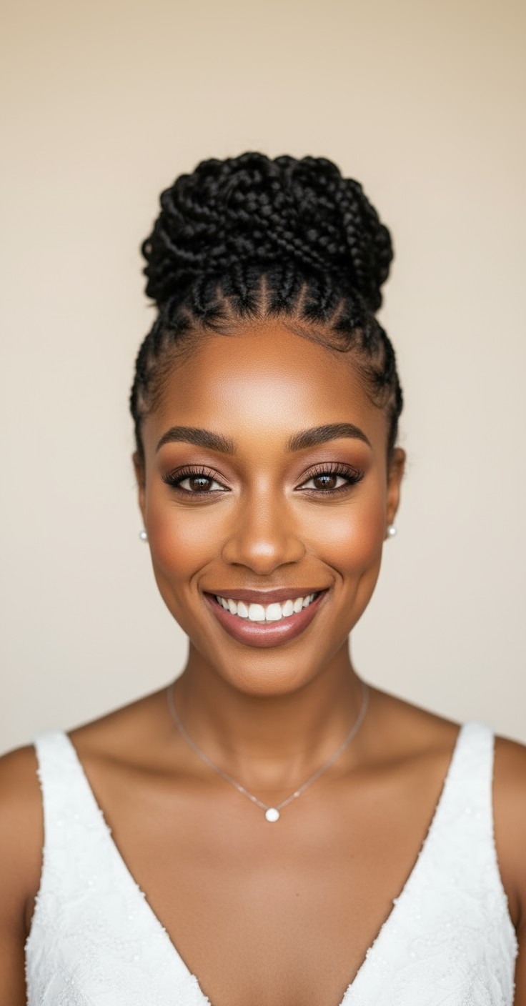 After Messy Bun With Braid For Wedding